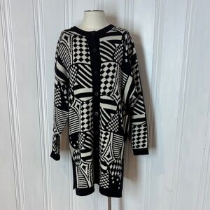 🖤 Vintage Charter Collection Geometric Wool Cardigan Jacket — One Size